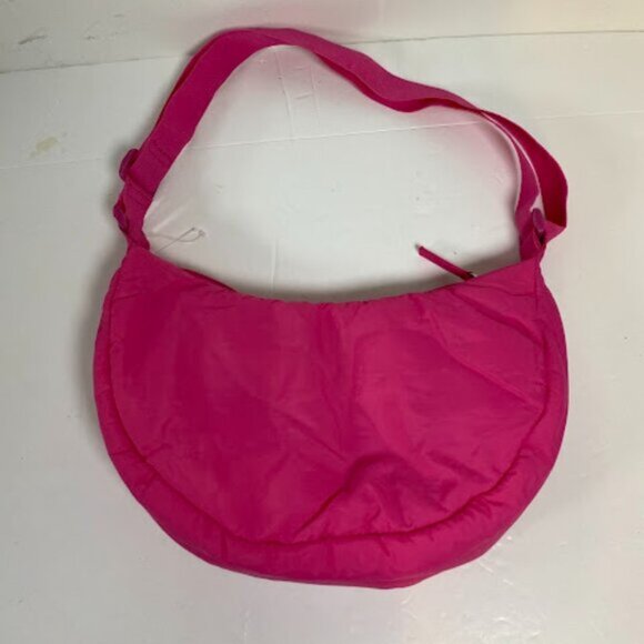 Crescent Women's Bright Pink Nylon Shoulder Bag Medium - Picture 3 of 5